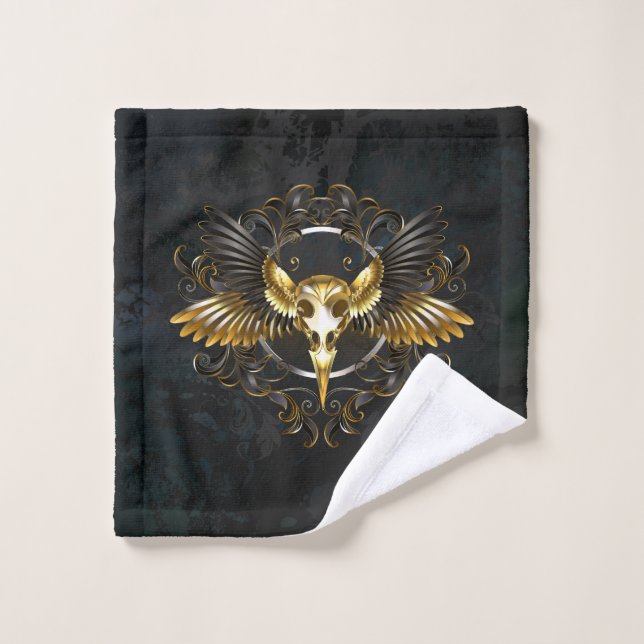 Conjunto De Toalhas Caveira de ouro sobre fundo preto (Pano de lavar)