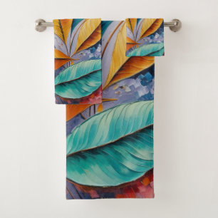 Conjunto De Toalhas Celestial   Design Sun & Sky Leaf