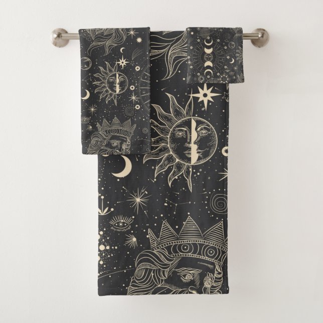 Conjunto De Toalhas Celestial Sun Moon Stars Poseidon (Insitu)