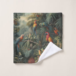 Conjunto De Toalhas Cena botânica dos papagaios e ananás