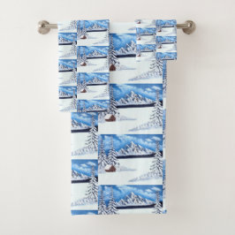 Conjunto De Toalhas Cena de Inverno Mágico