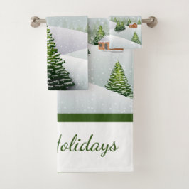 Conjunto De Toalhas Cena de Neve de Inverno Natal Feriado