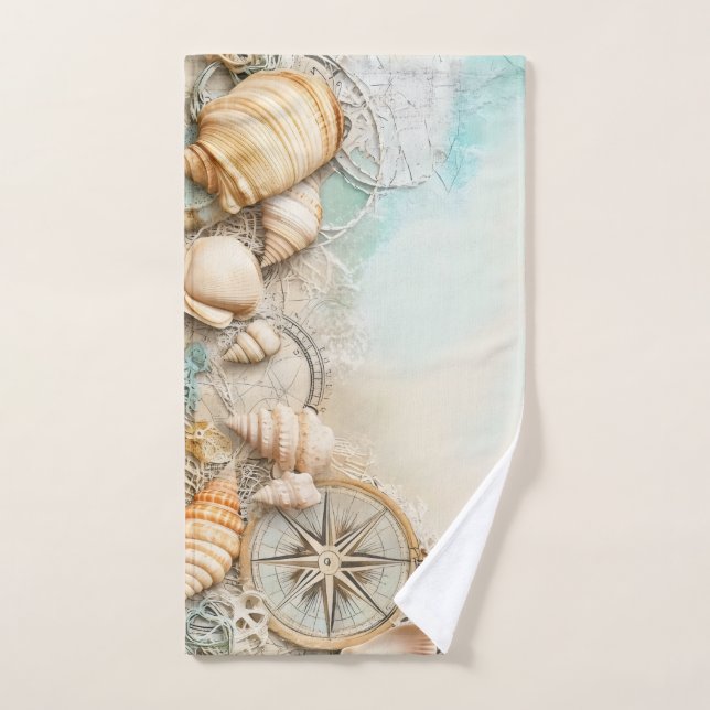 Conjunto De Toalhas Cena de Praia Marítima Retro (Toalha de mão)