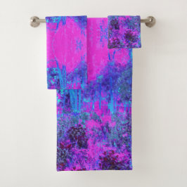 Conjunto De Toalhas Cena Impressionista Rosa e Azul Trippy