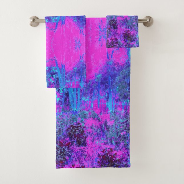 Conjunto De Toalhas Cena Impressionista Rosa e Azul Trippy (Insitu)