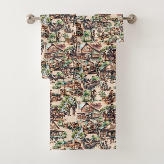 Conjunto De Toalhas Cenários de Ranch Ocidental ou de Fazenda do País (Insitu)