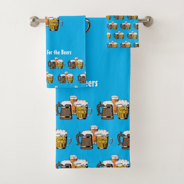Conjunto De Toalhas Cervejas Azuis Cianas Personalizadas (Insitu)