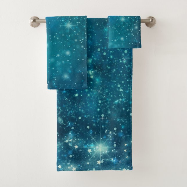 Conjunto De Toalhas Céu Estrelado Espacial Cósmico Azul (Insitu)