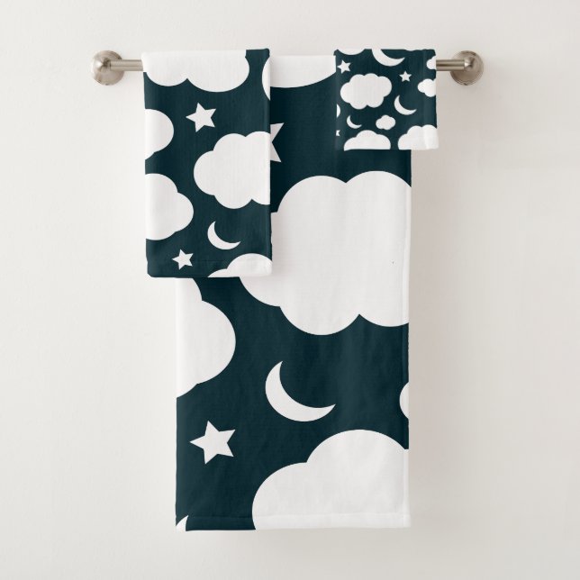 Conjunto De Toalhas Céu noturno com lua, estrelas e nuvens (Insitu)