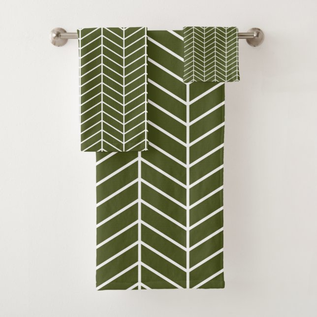 Conjunto De Toalhas Cevrons de azeitona escuros (Insitu)