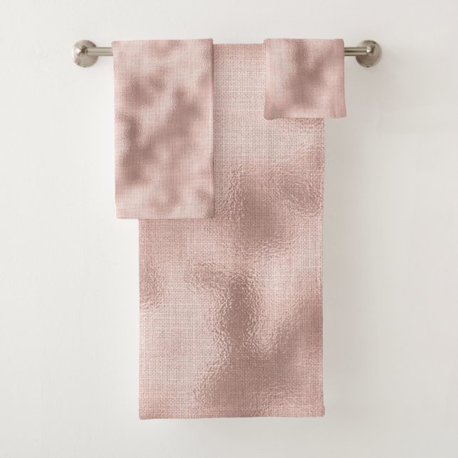 Conjunto De Toalhas Chá de Bebê Rosa Dourado (Insitu)