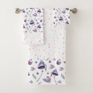 Conjunto De Toalhas Chá Party Pink and Blue Watercolor