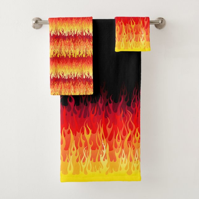 Conjunto De Toalhas Chamas Red Hot Rod (Insitu)