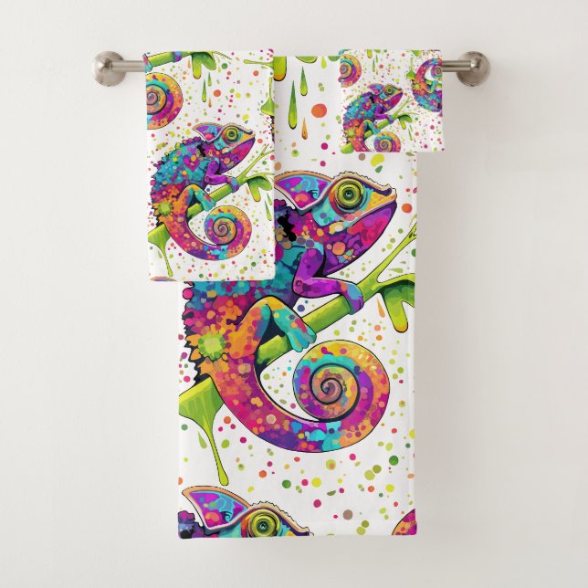 Conjunto De Toalhas Chameleon Paint mantém estilo aquarela (Insitu)