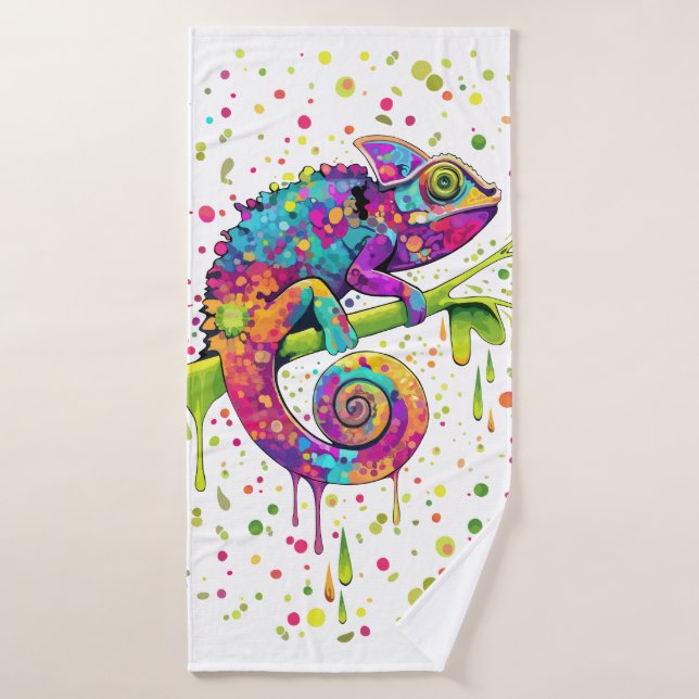 Conjunto De Toalhas Chameleon Paint mantém estilo aquarela (Toalha de Banho)