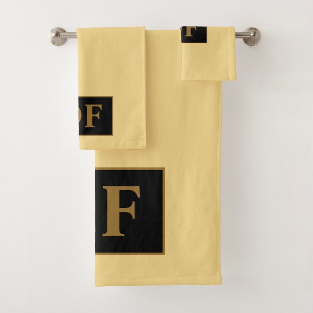 Conjunto De Toalhas Champanhe Personalizado Com Iniciais Dourados Conj (Insitu)