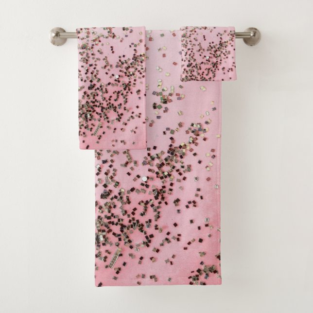 Conjunto De Toalhas Champanhe Rosa Confetti (Insitu)