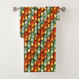 Conjunto De Toalhas Chapas retangulares verdes, esmeriladas e esmerila