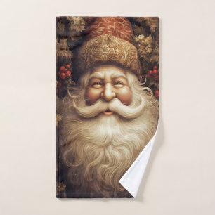 Conjunto De Toalhas Chapéu de Brocado do Papai Noel Vintage com Frutas