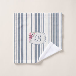 Conjunto De Toalhas Charm French Farmhouse Blue and White Striped
