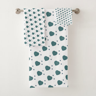 Conjunto De Toalhas Charming Diagonal Heart & Diamond Pattern