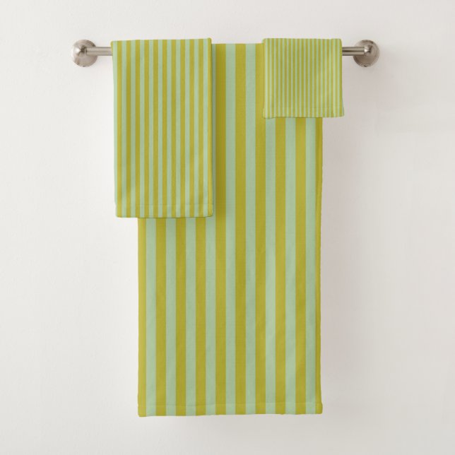 Conjunto De Toalhas Chartreuse e Pistachio Green Stripes (Insitu)