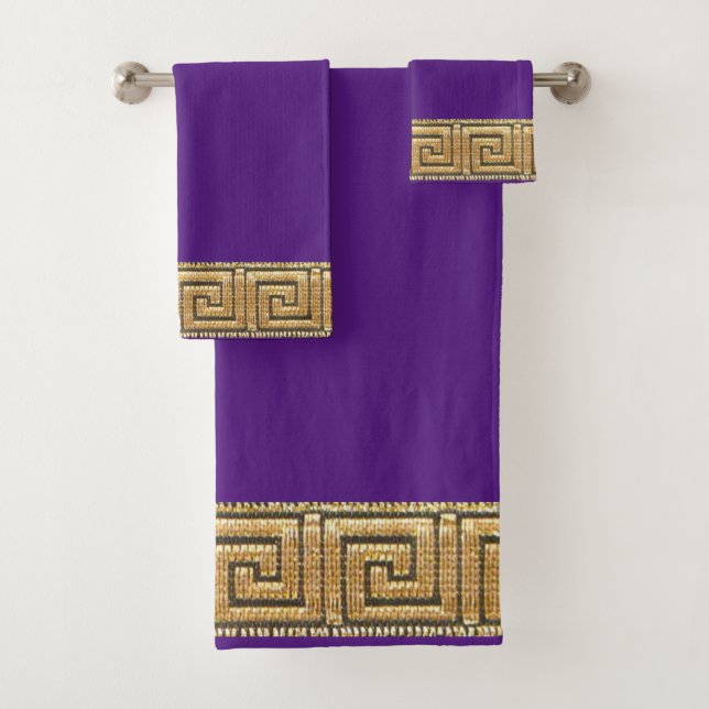 Conjunto De Toalhas Chave Grega da Meander River Símbolo Dourado da Vi (Insitu)