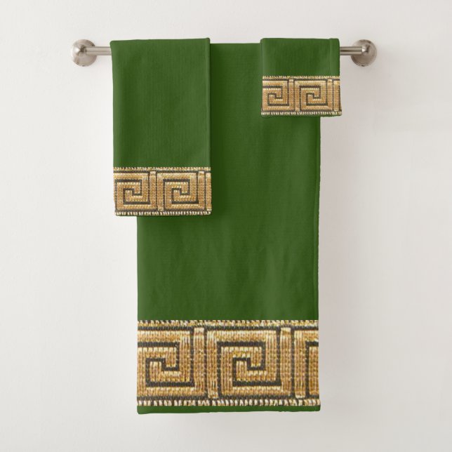 Conjunto De Toalhas Chave Grega da Vida Símbolo do Rio Meandro Dourado (Insitu)