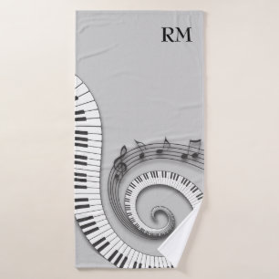 Conjunto De Toalhas Chaves curvadas Monogrammed do piano e notas
