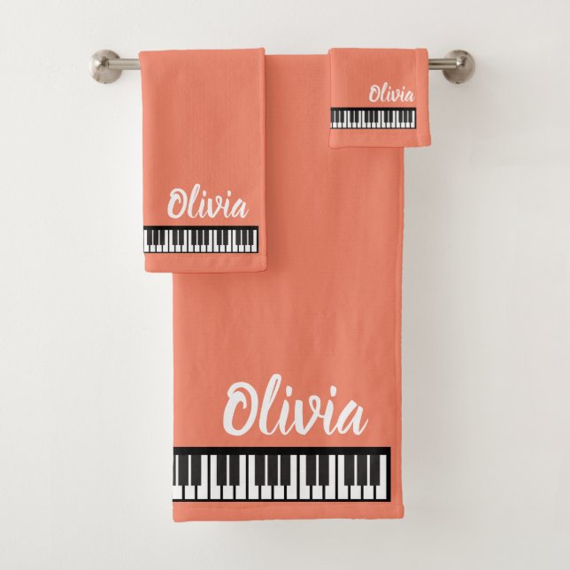 Conjunto De Toalhas Chaves de Piano do Pianista de NOME Personalizado (Insitu)
