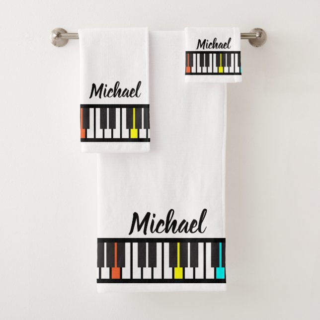 Conjunto De Toalhas Chaves de Piano do Pianista de NOME Personalizado (Insitu)