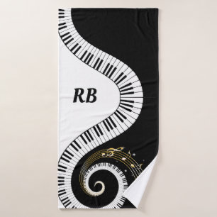 Conjunto De Toalhas Chaves do piano do monograma e notas musicais