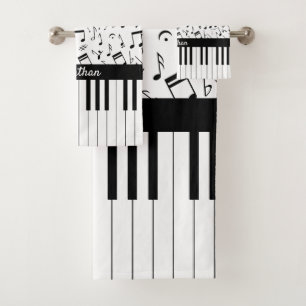 Conjunto De Toalhas Chaves preto e branco à moda do piano