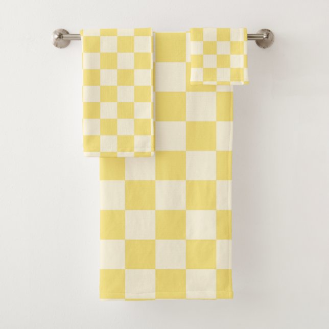 Conjunto De Toalhas Checkerboard amarelo (Insitu)