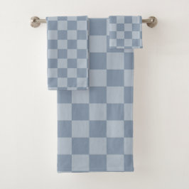 Conjunto De Toalhas Checkerboard azul empoeirado