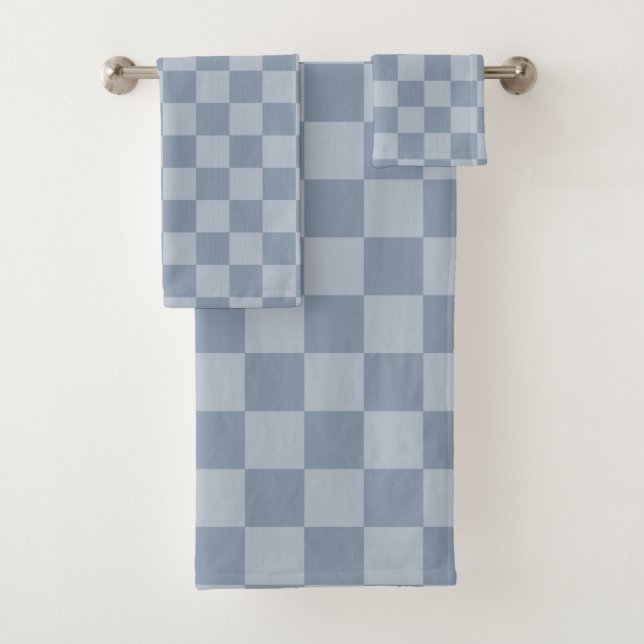 Conjunto De Toalhas Checkerboard azul empoeirado (Insitu)