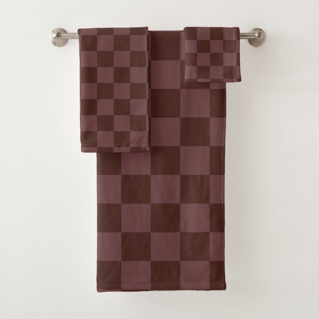 Conjunto De Toalhas Checkerboard castanho escuro (Insitu)