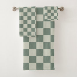 Conjunto De Toalhas Checkerboard verde