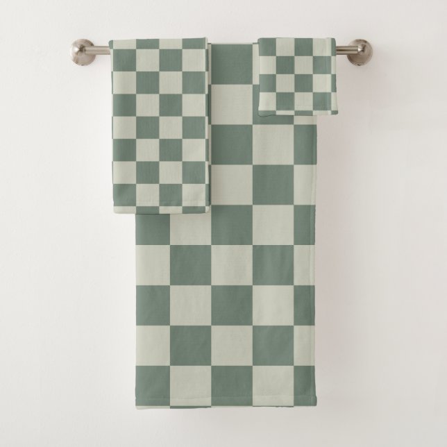 Conjunto De Toalhas Checkerboard verde (Insitu)