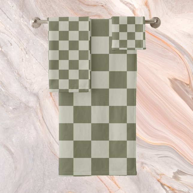 Conjunto De Toalhas Checkerboard verde de sábado (Criador carregado)