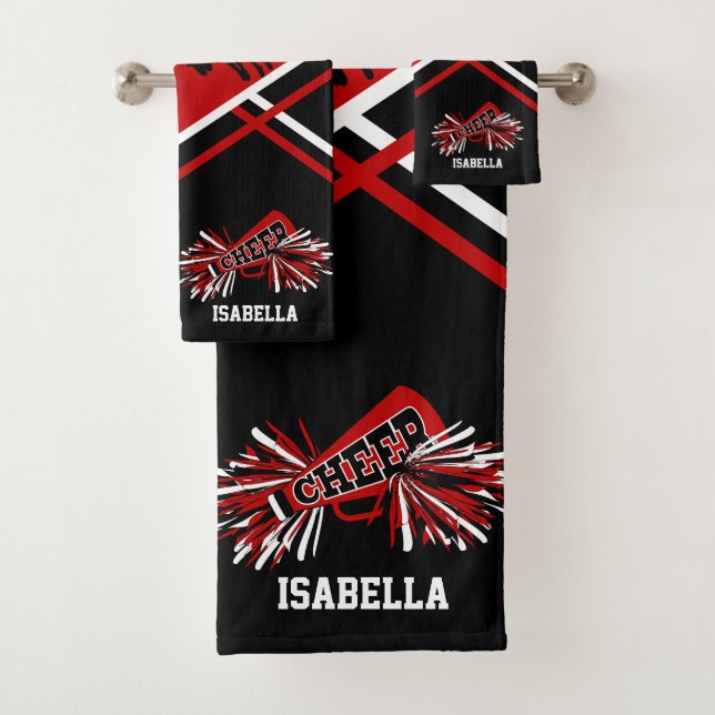 Conjunto De Toalhas Cheerleader Vermelho, Preto e Branco (Insitu)