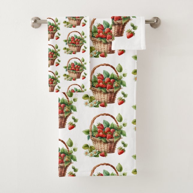 Conjunto De Toalhas Cheio de morangos (Insitu)