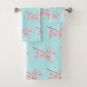 Conjunto De Toalhas Cherry floresce Sakura Rosa Floral Japonês Ásia