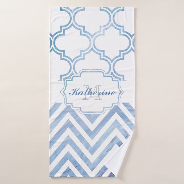 Conjunto De Toalhas Chevron e Quatrefoil (Toalha de Banho)