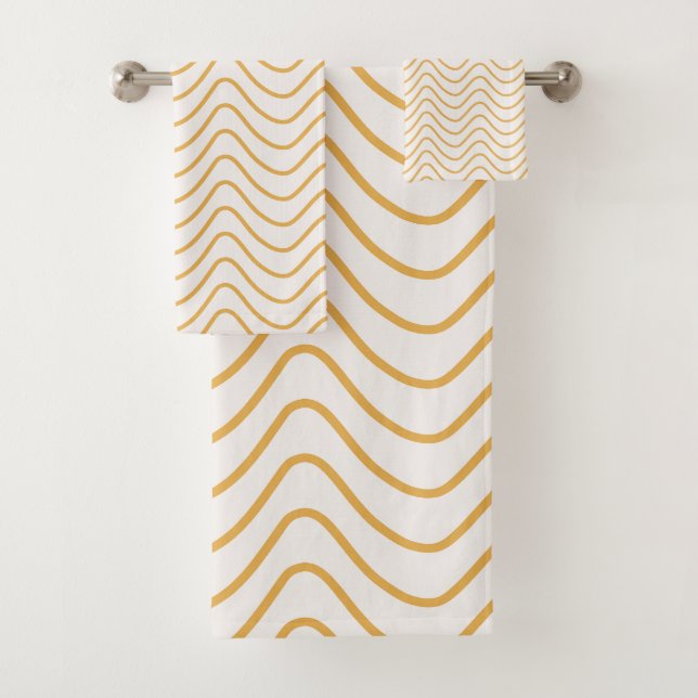 Conjunto De Toalhas Chevron Padrão Amarelo E Cream Zigzag (Insitu)