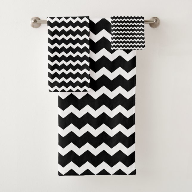 Conjunto De Toalhas Chevron preto (Insitu)