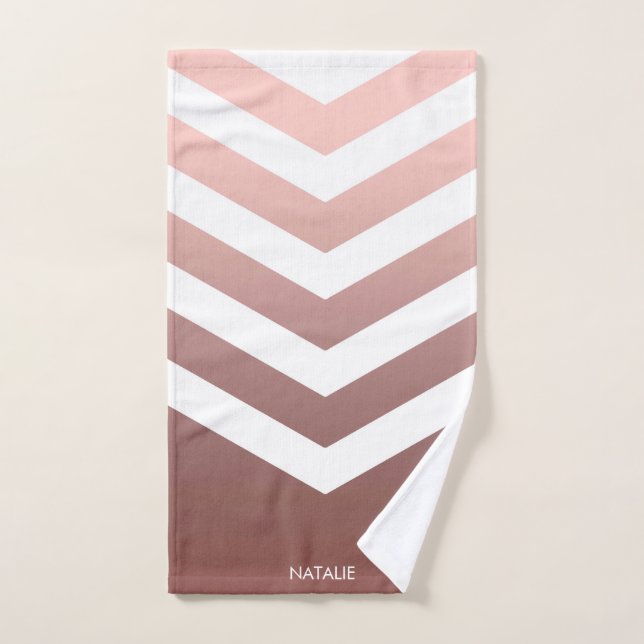 Conjunto De Toalhas Chevrons Dourados rosa (Toalha de mão)