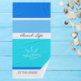 Conjunto De Toalhas Chic Blue Stripes Ocean Beach House