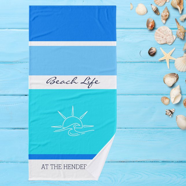 Conjunto De Toalhas Chic Blue Stripes Ocean Beach House (Criador carregado)