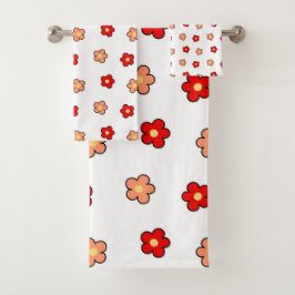 Conjunto De Toalhas Chic de Flor Rosa Vermelho